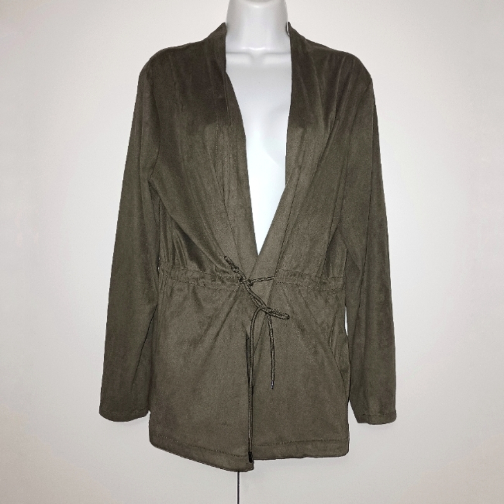 BLANK NYC Faux Suede Olive Drapped Jacket